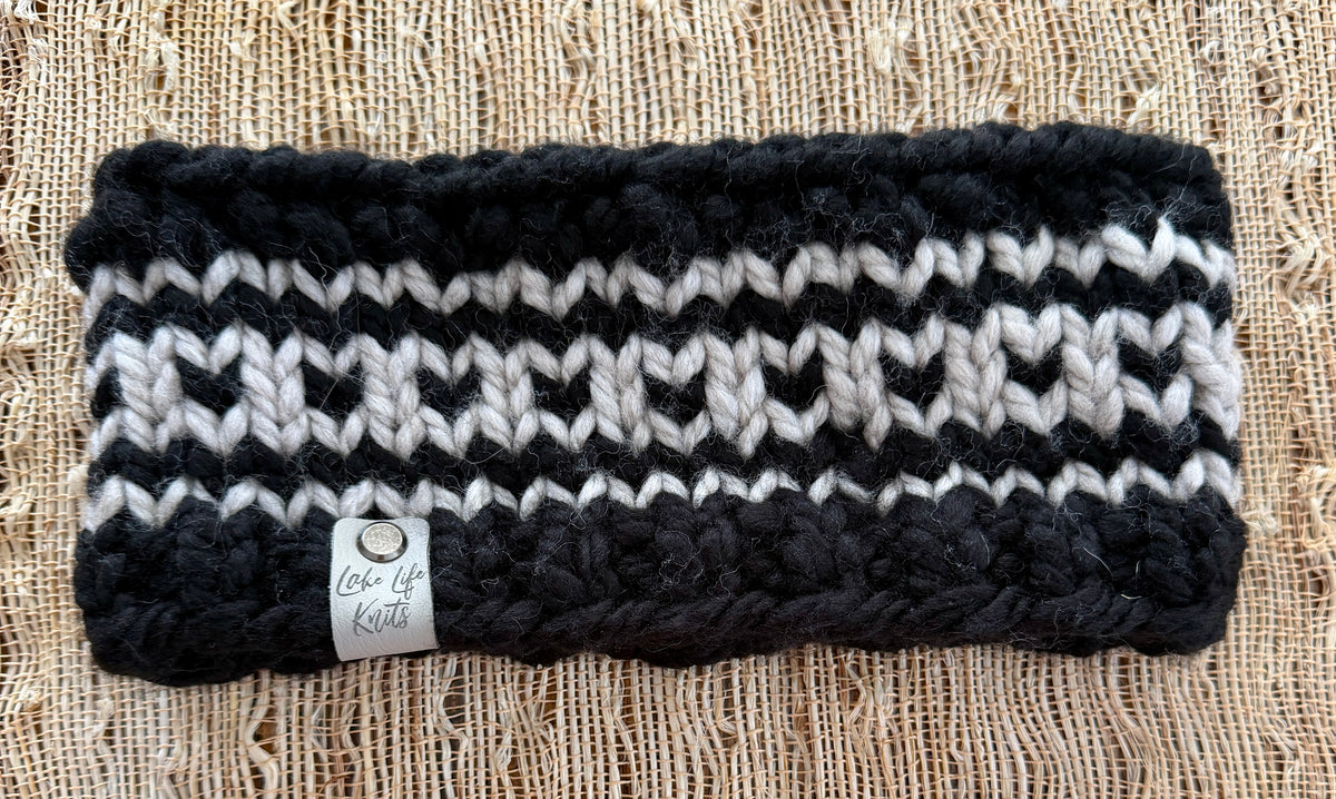 Black & Silver Serenity Headband – Acrylic & Wool Blend