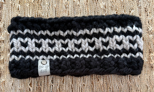 Black & Silver Serenity Headband – Acrylic & Wool Blend